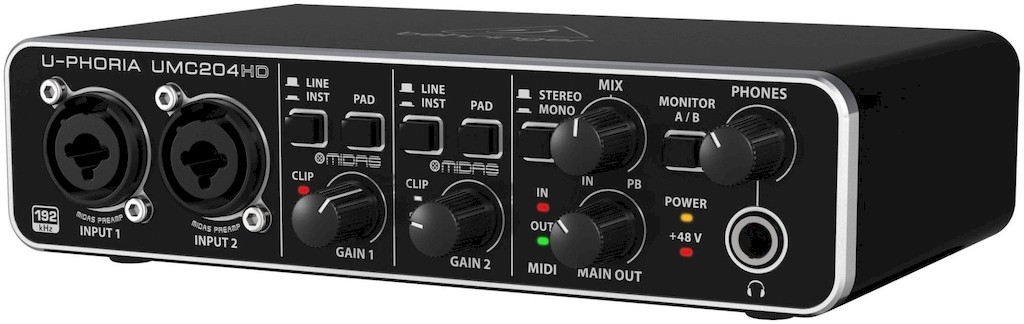 Behringer UMC204HD внешний звуковой/MIDI интерфейс, USB 2.0 , 4 вх/4 вых канала