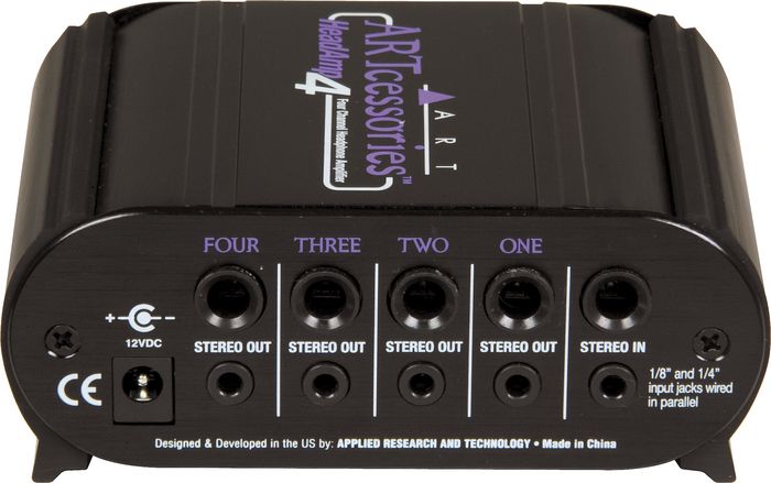 ART HeadAMP4 предусилитель для наушников, стерео вход 1/8-1/4 TRS Jack, 4 стерео выхода на наушники