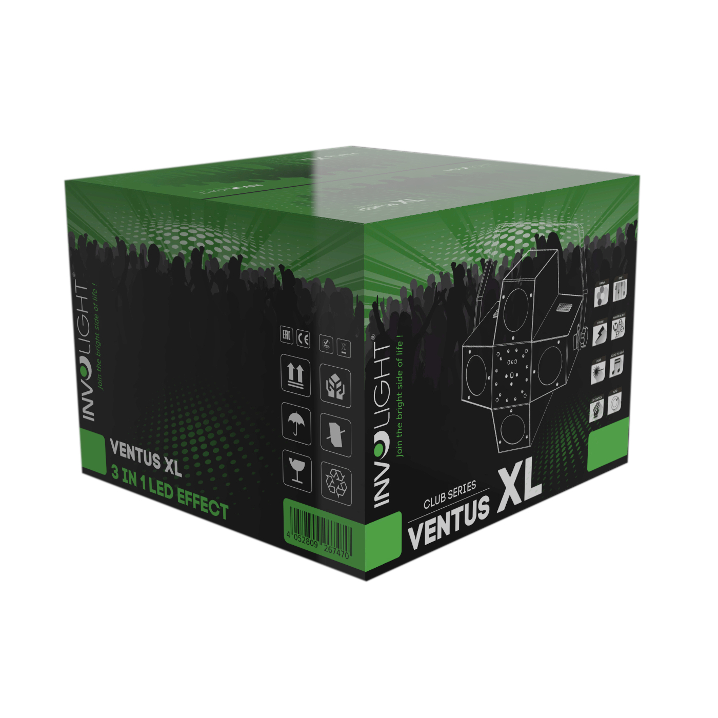 Involight Ventus XL световой эффект, 25 шт. 1 Вт RGBW, 12 шт. 1 Вт W, лазер 50 мВт G, 100 мВт