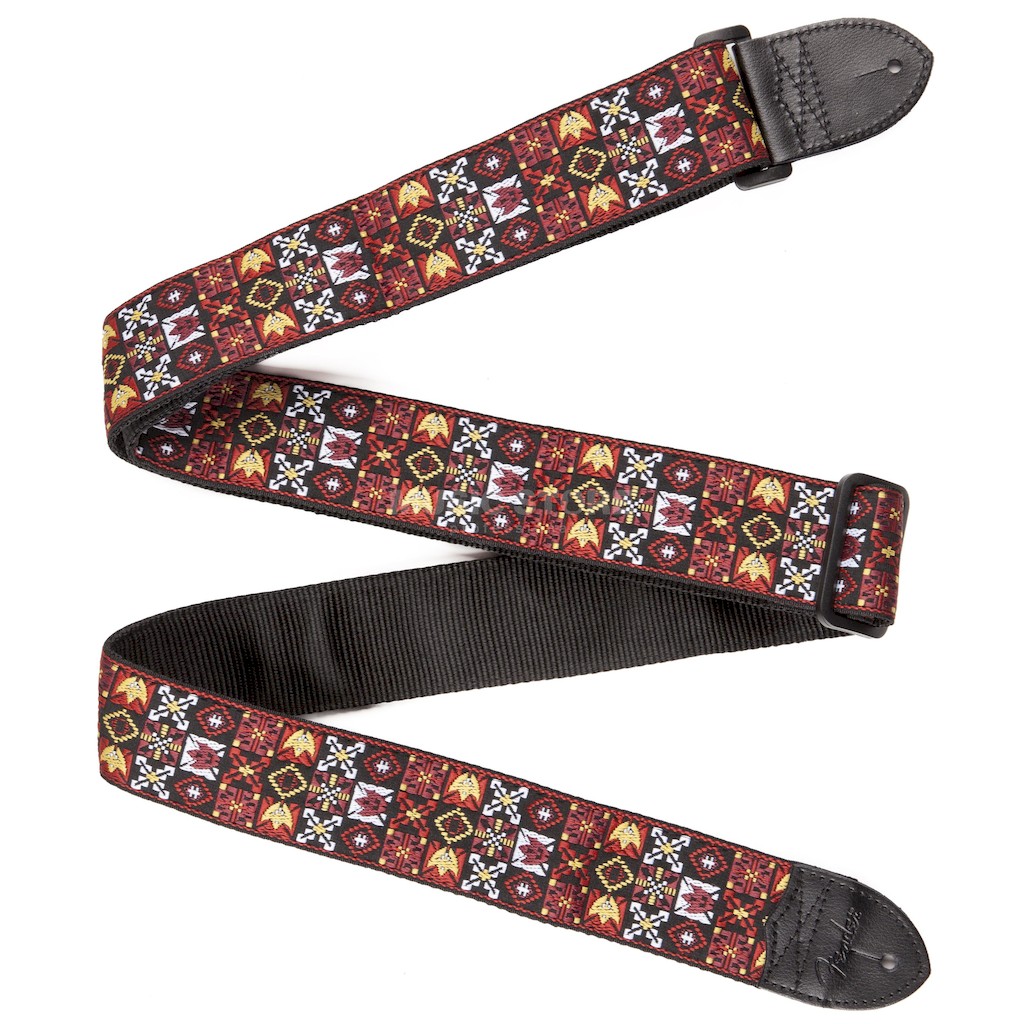 Fender 2` FESTIVAL HOOTENANNY STRAP RED Ремень для гитары, рисунок красно-черный