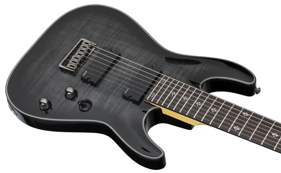 Schecter DAMIEN ELITE-7 TBB электрогитара, 7 струн, корпус-махогани, гриф клен, лады 24X Jumbo
