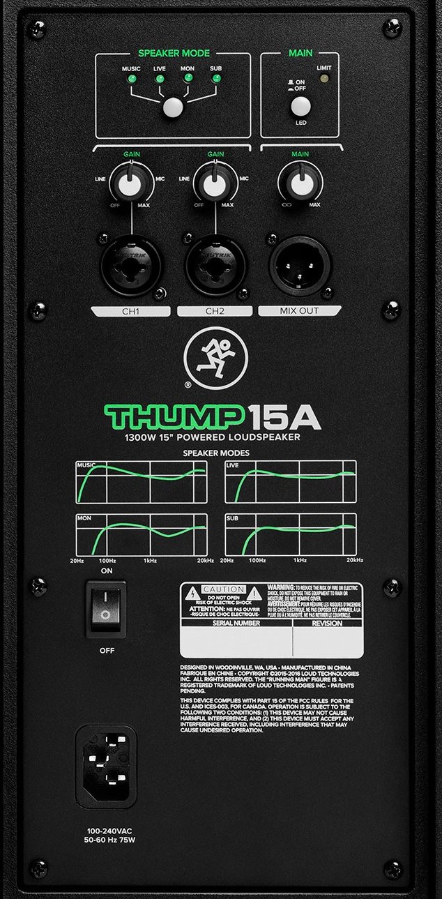 Mackie Thump15A активная 2-полосная акустическая система, мощность усилителя 1000 Ватт (класс D)