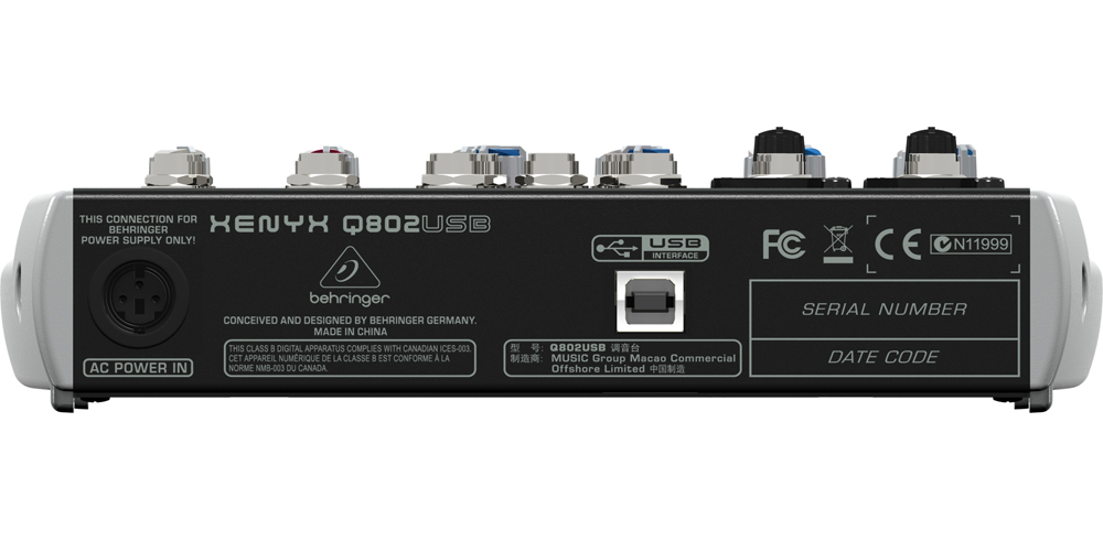 Behringer XENYX Q802USB микшерный пульт 2 микрофонных пред, 1 FX посыл, 1 стерео Aux возврат,2-Bus,