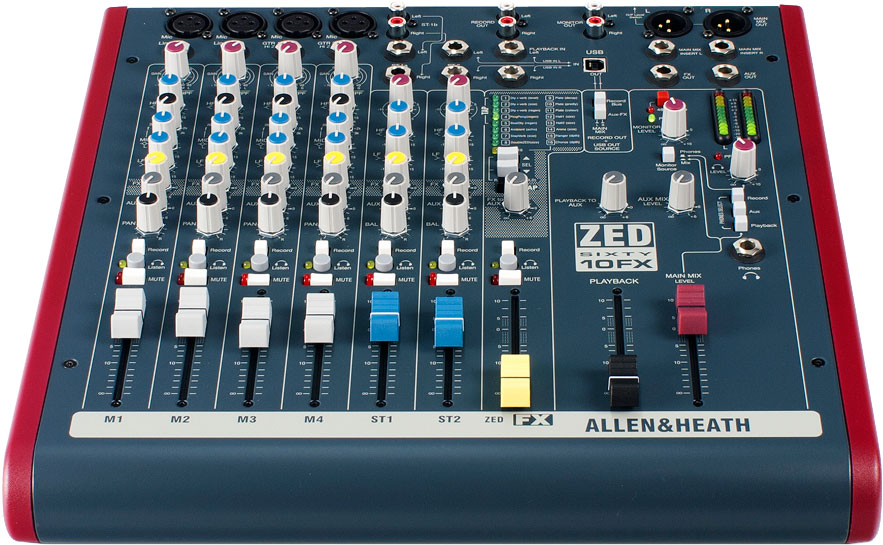 Allen&Heath ZED60-10FX Микшерный пульт 4 моно, 2 стерео, USB интерфейс, процессор эффектов