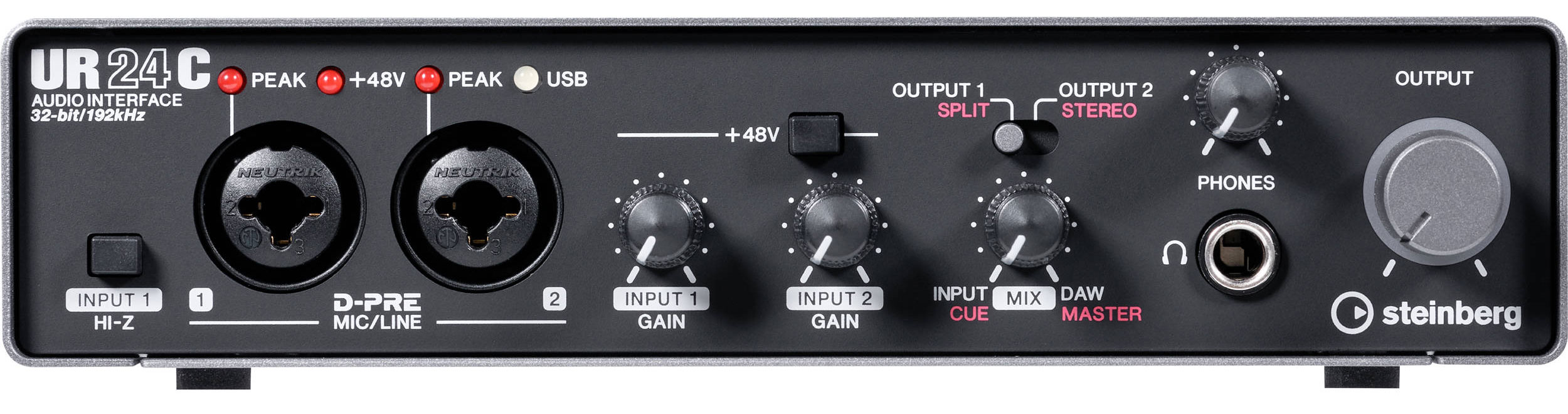 Steinberg UR24C аудиоинтерфейс 2 x 4 USB3 c разрешением записи 32-бит/192кГц, DSP-эффектами и MIDI
