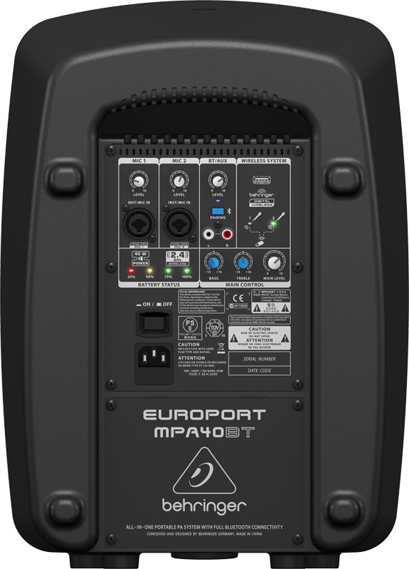 Behringer MPA40BT портативная акустическая система, 40 Вт, 8" вуфер и 1" твитер