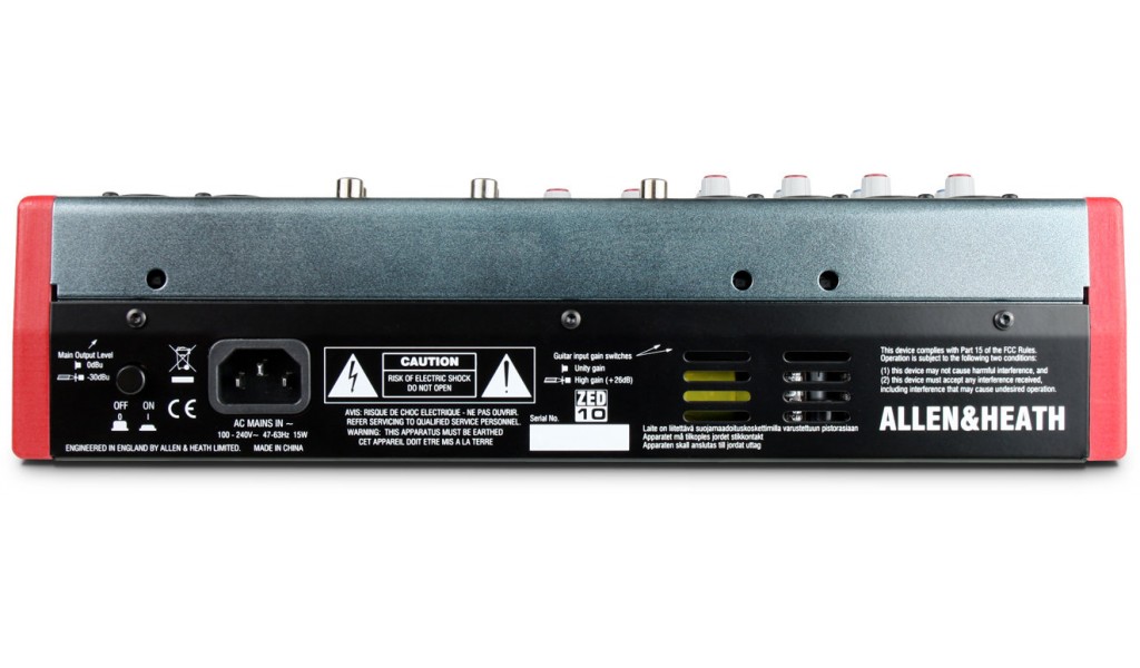 Allen&Heath ZED10 микшерный пульт 4 моно, 2 стерео, USB интерфейс, 3-полосный эквалайзер