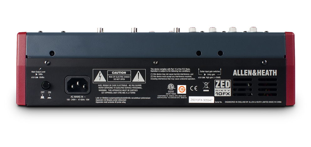 Allen&Heath ZED10FX микшерный пульт 4 моно, 2 стерео, USB интерфейс, процессор эффектов