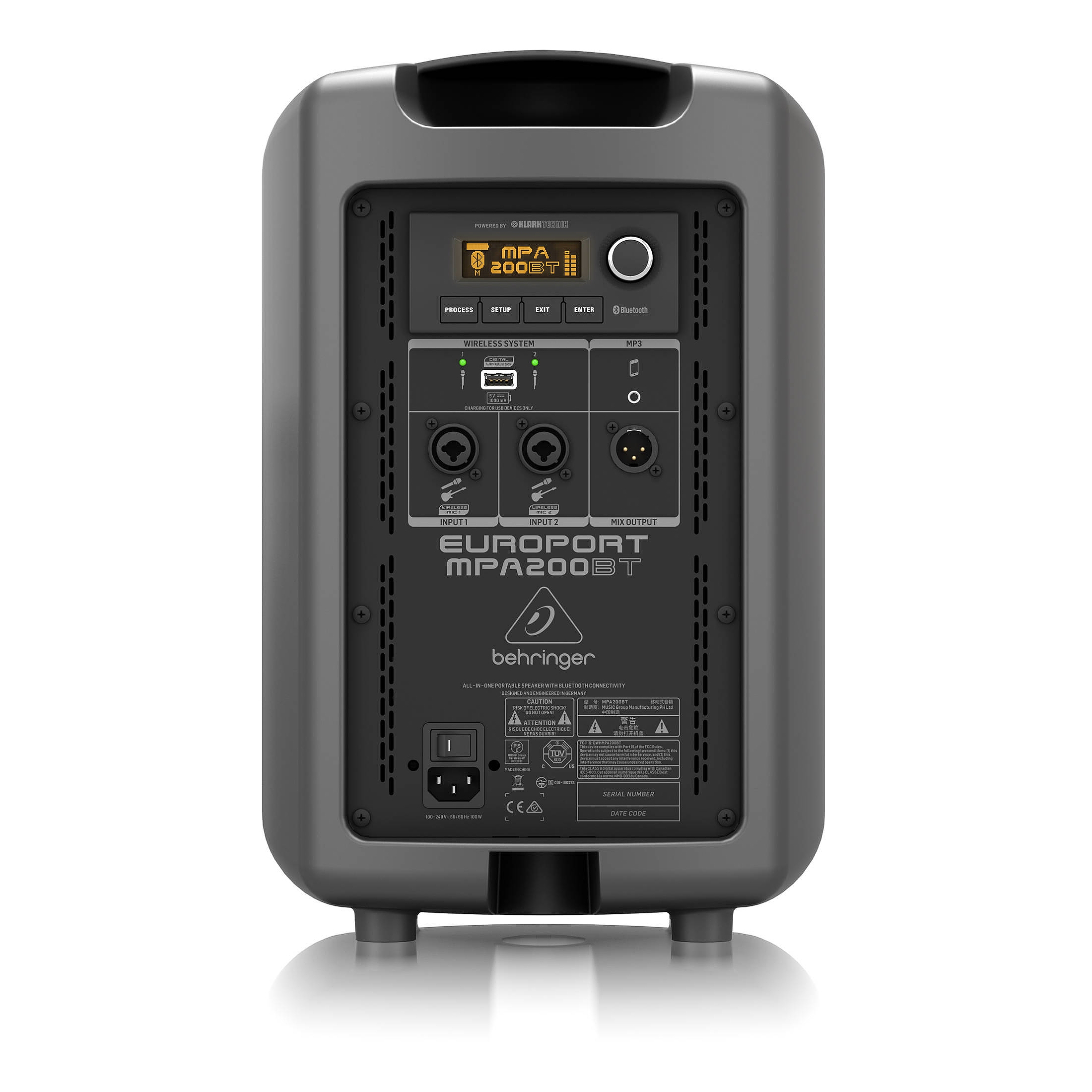 Behringer MPA200BT портативная система звукоусиления, 200 Вт, НЧ 8", ВЧ 1", Bluetooth