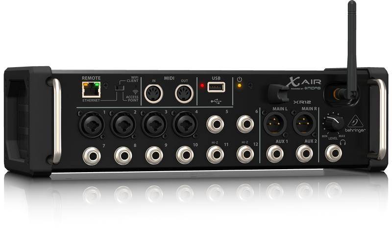Behringer XR12 цифровой микшер, 4 мик Midas XLR + 8 лин Jack, Main L/R XLR, Aux 1-2 Jack, 16 кан/4FX