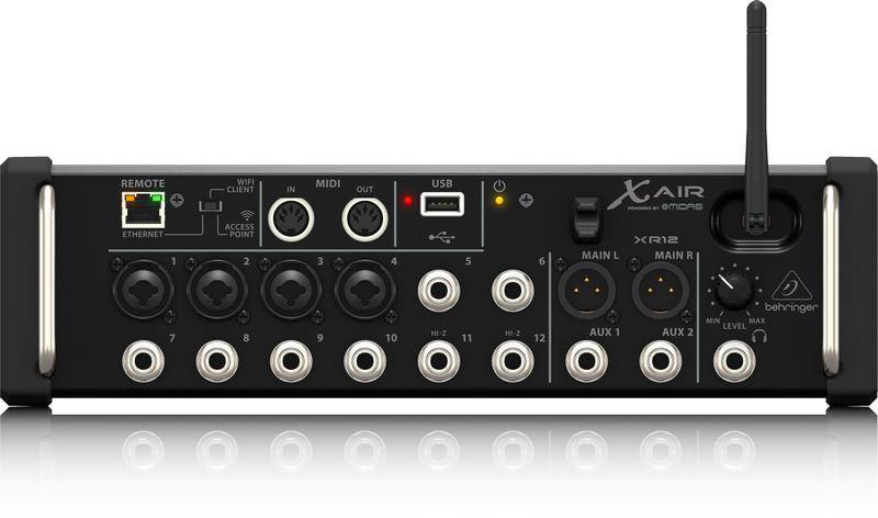Behringer XR12 цифровой микшер, 4 мик Midas XLR + 8 лин Jack, Main L/R XLR, Aux 1-2 Jack, 16 кан/4FX