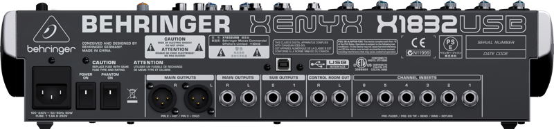 Behringer Xenyx X1832USB микшер,6 моно,4 стерео,3 AUX-шины,процессор эффектов, 3D процессор, экв.