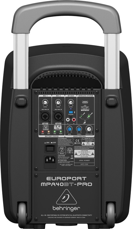 Behringer MPA40BT-PRO портативная акустическая система, 40 Вт с транспортировочными колесиками